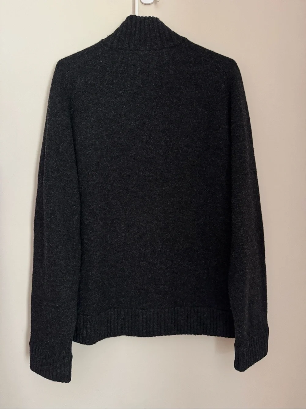 J.Crew Men’s XL 100% Lambswool Full Zip Sweater Charcoal Gray Mock Neck